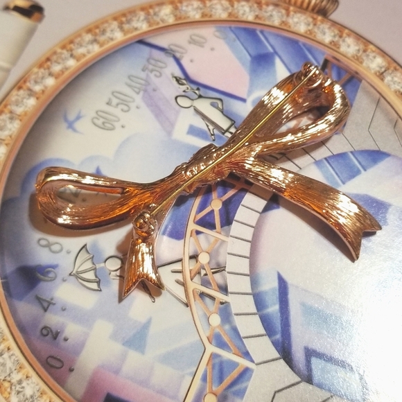 KJL Sparkling Rose Goldtone Pink Crystal Ribbon Bow Brooch - Picture 3 of 7